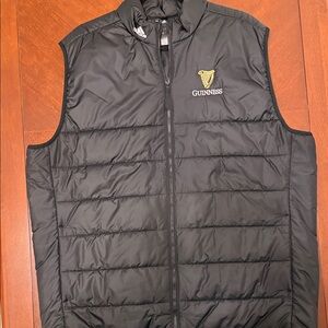 adidas Black Quilted Insulated Vest with Guinness Harp Logo
